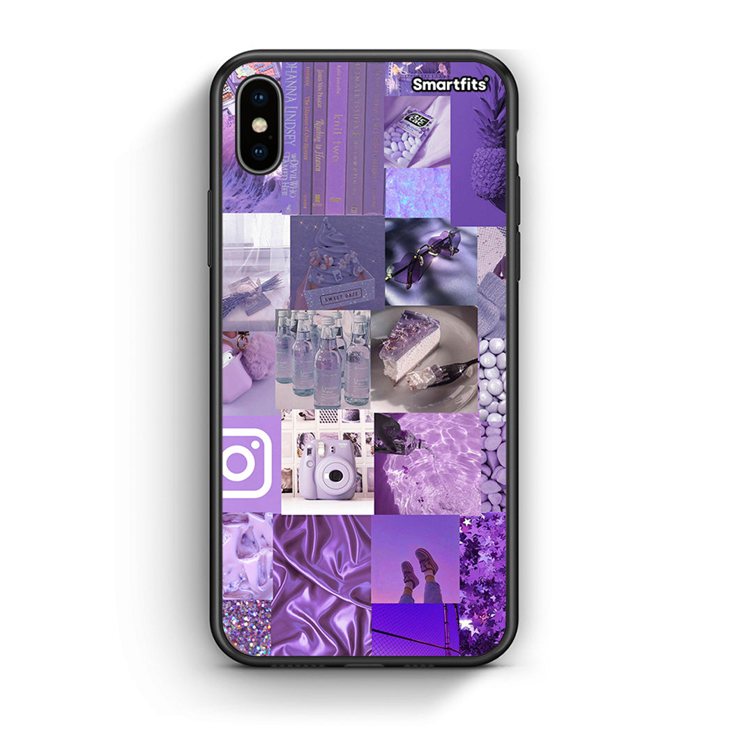 iPhone X/Xs Purple Aesthetic Collage θήκη από τη Smartfits με σχέδιο στο πίσω μέρος και μαύρο περίβλημα | Smartphone case with colorful back and black bezels by Smartfits