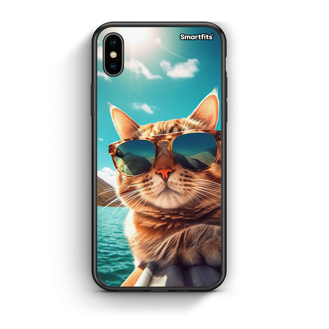 iphone xs max Summer Cat θήκη από τη Smartfits με σχέδιο στο πίσω μέρος και μαύρο περίβλημα | Smartphone case with colorful back and black bezels by Smartfits