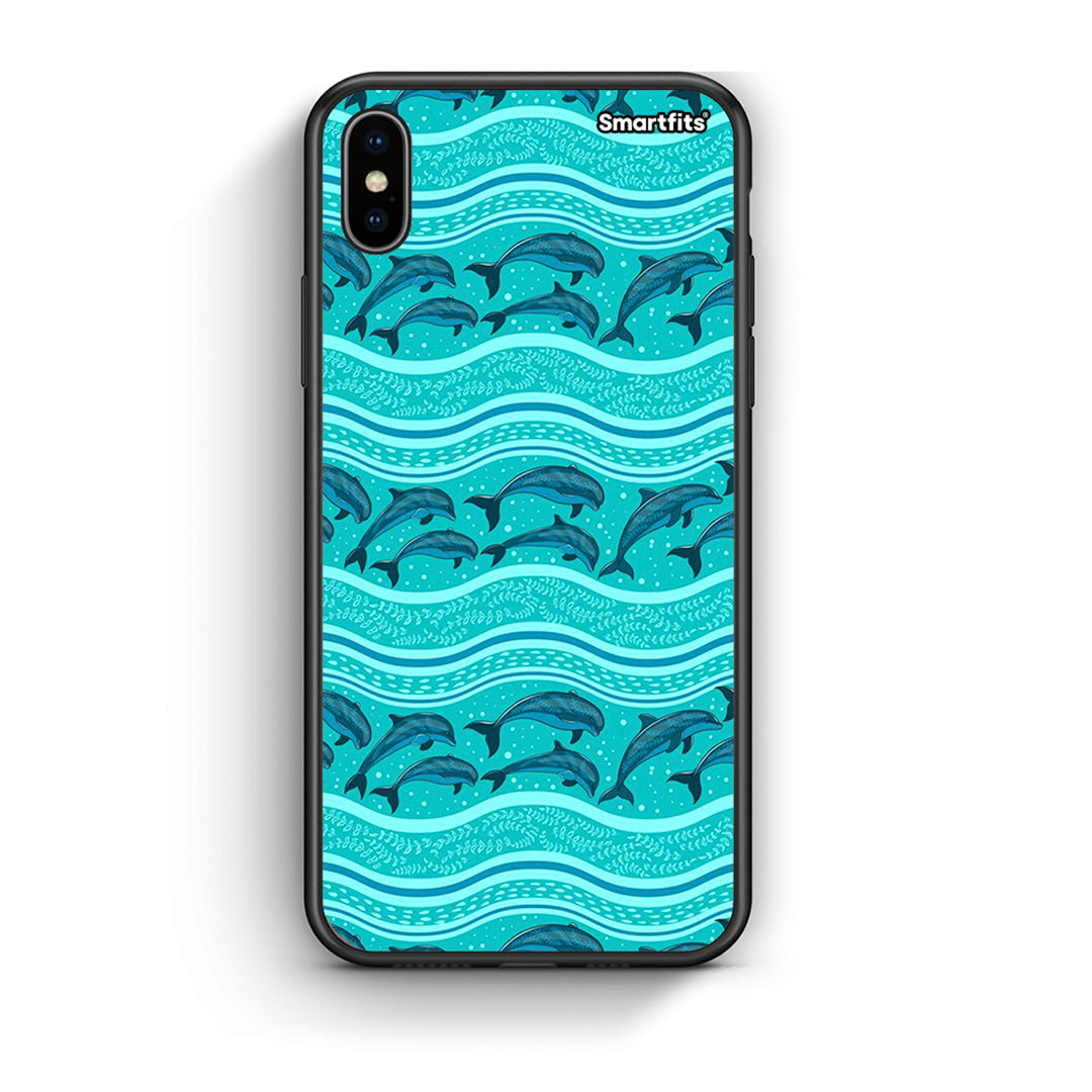 iphone xs max Swimming Dolphins θήκη από τη Smartfits με σχέδιο στο πίσω μέρος και μαύρο περίβλημα | Smartphone case with colorful back and black bezels by Smartfits