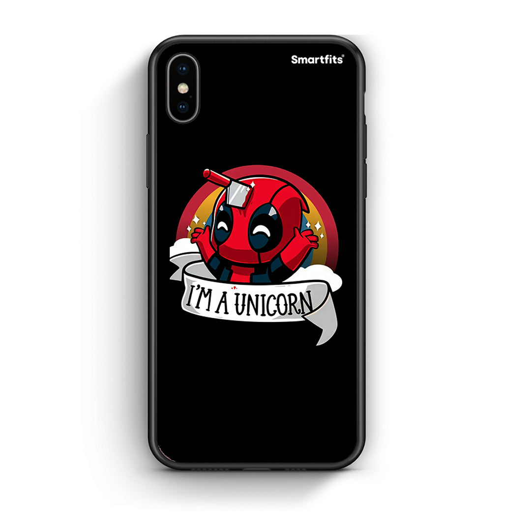 iPhone X/Xs Unicorn Deadpool θήκη από τη Smartfits με σχέδιο στο πίσω μέρος και μαύρο περίβλημα | Smartphone case with colorful back and black bezels by Smartfits