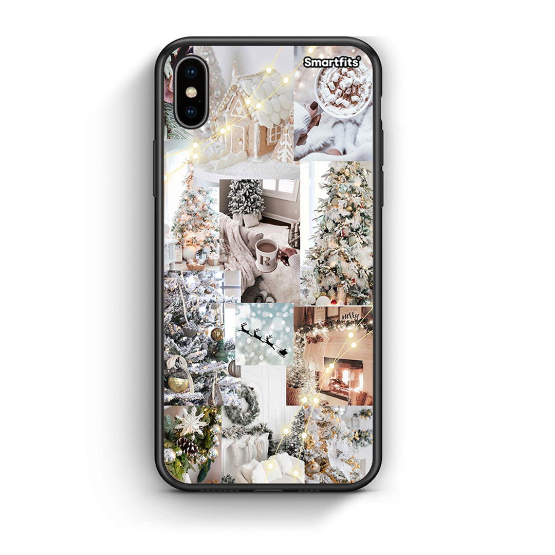 iPhone X/Xs White Christmas θήκη από τη Smartfits με σχέδιο στο πίσω μέρος και μαύρο περίβλημα | Smartphone case with colorful back and black bezels by Smartfits