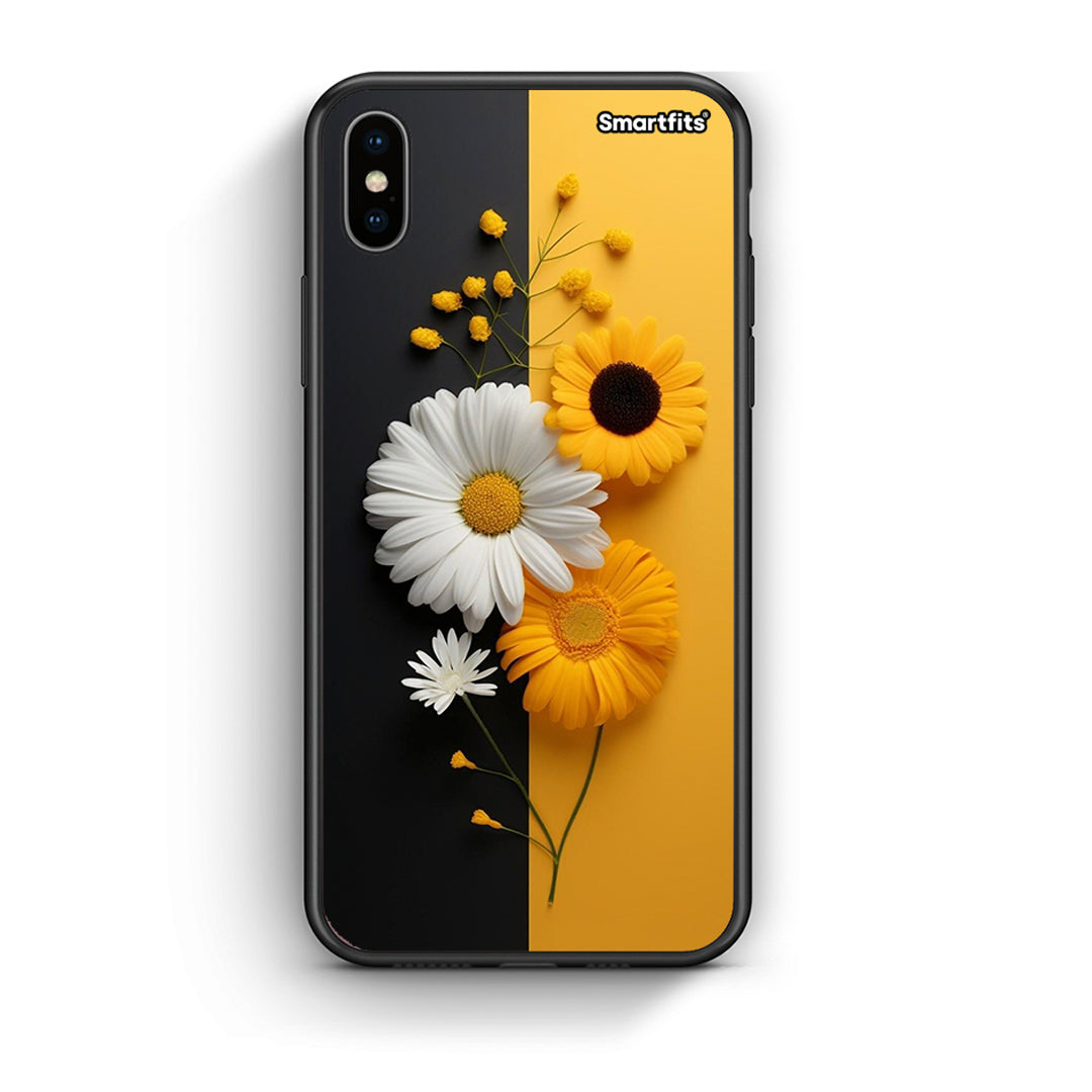 iPhone X/Xs Yellow Daisies θήκη από τη Smartfits με σχέδιο στο πίσω μέρος και μαύρο περίβλημα | Smartphone case with colorful back and black bezels by Smartfits