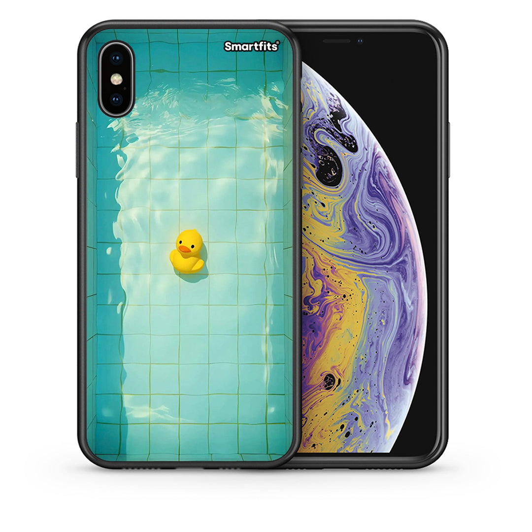 Θήκη iPhone Xs Max Yellow Duck από τη Smartfits με σχέδιο στο πίσω μέρος και μαύρο περίβλημα | iPhone Xs Max Yellow Duck case with colorful back and black bezels