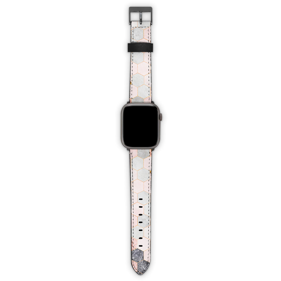 Λουράκι Smartwatch με χρώμα Marble Hexagon Pink – Smartfits