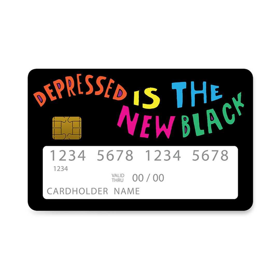 Επικάλυψη Τραπεζικής Κάρτας σε σχέδιο Depressed Funny σε λευκό φόντο