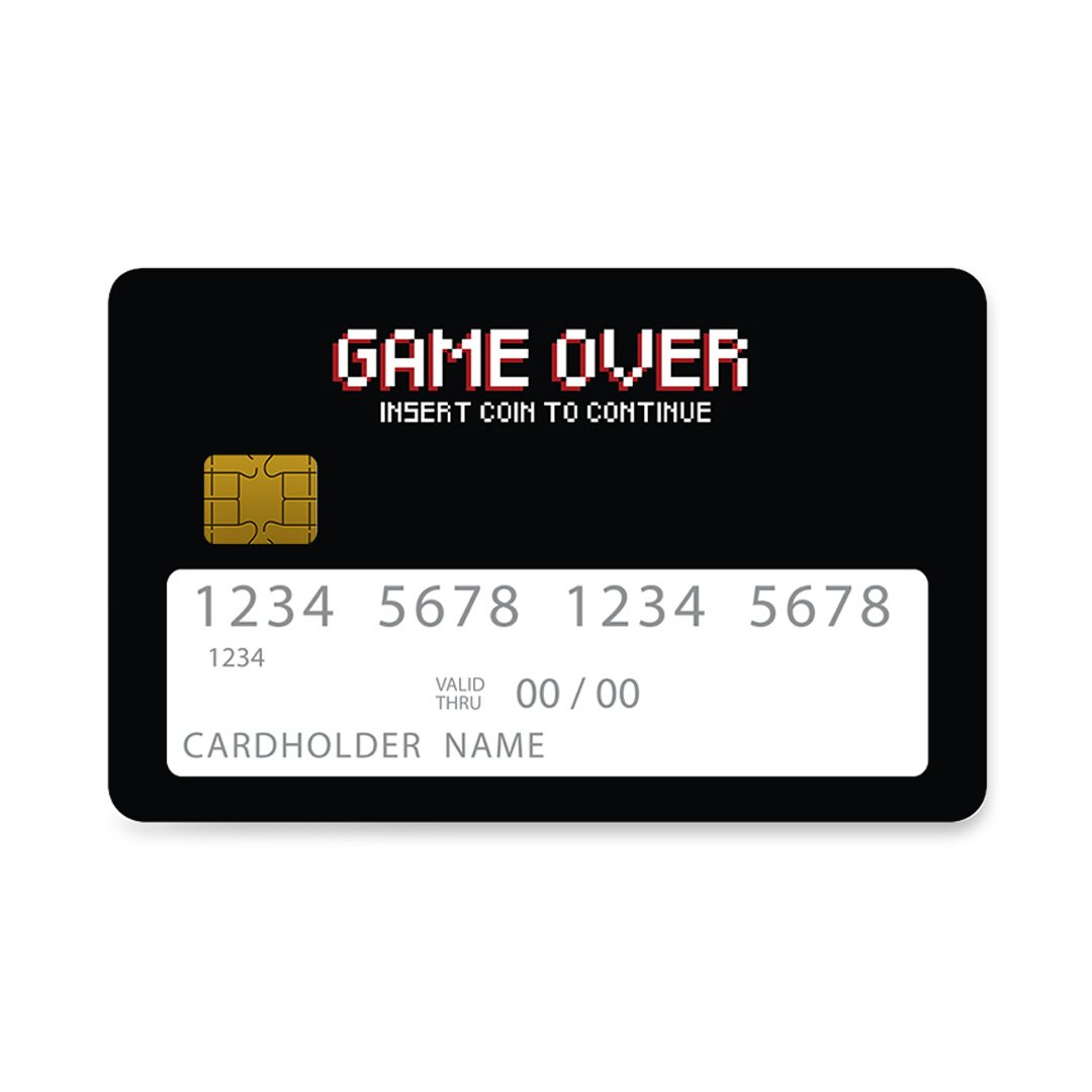 Επικάλυψη Τραπεζικής Κάρτας σε σχέδιο Gameover Funny σε λευκό φόντο