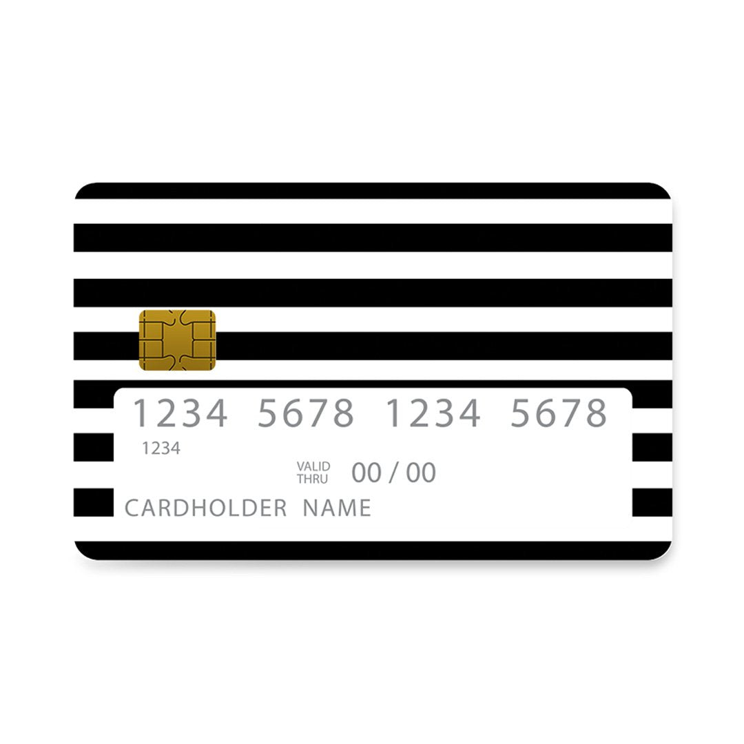 Επικάλυψη Τραπεζικής Κάρτας σε σχέδιο Black Stripes Checked σε λευκό φόντο