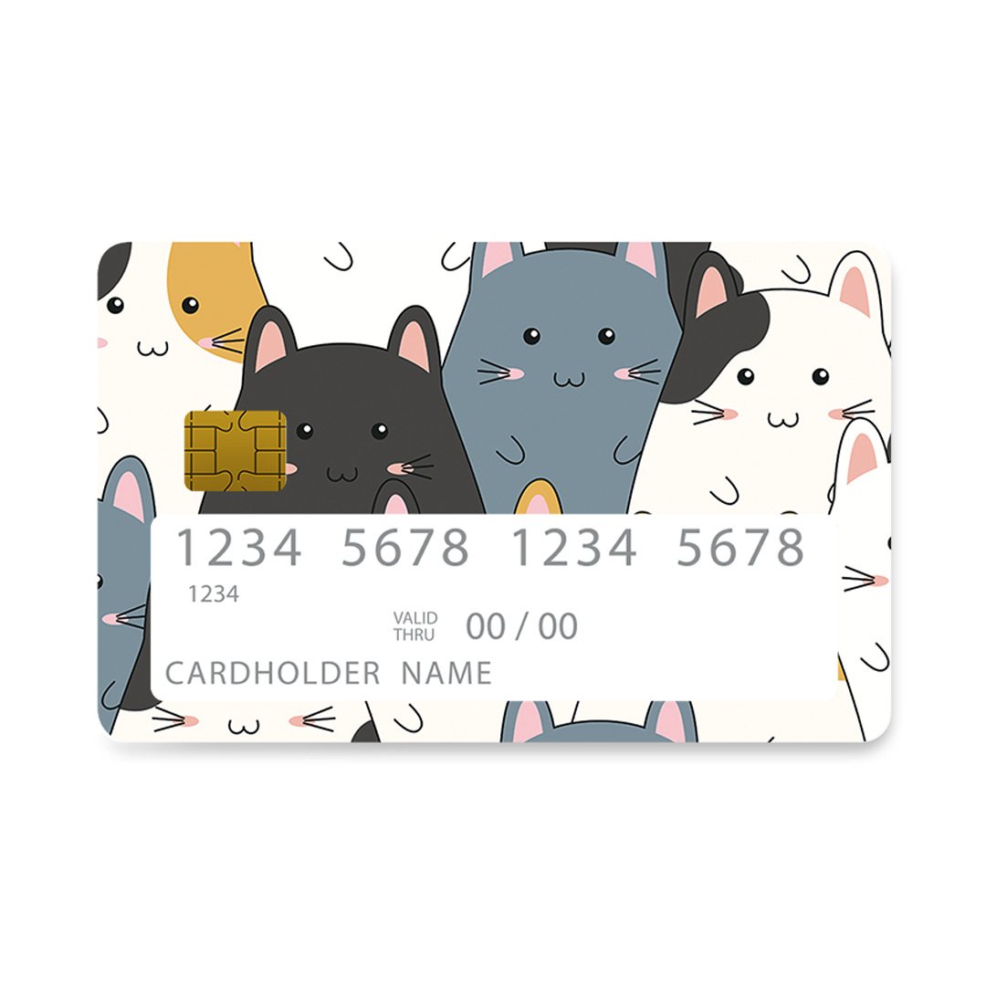 Επικάλυψη Τραπεζικής Κάρτας σε σχέδιο Kitten Cute σε λευκό φόντο