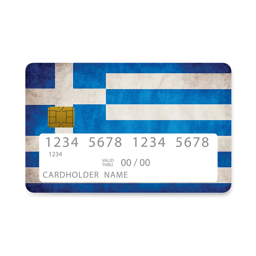 Επικάλυψη Τραπεζικής Κάρτας σε σχέδιο Greek Flag σε λευκό φόντο