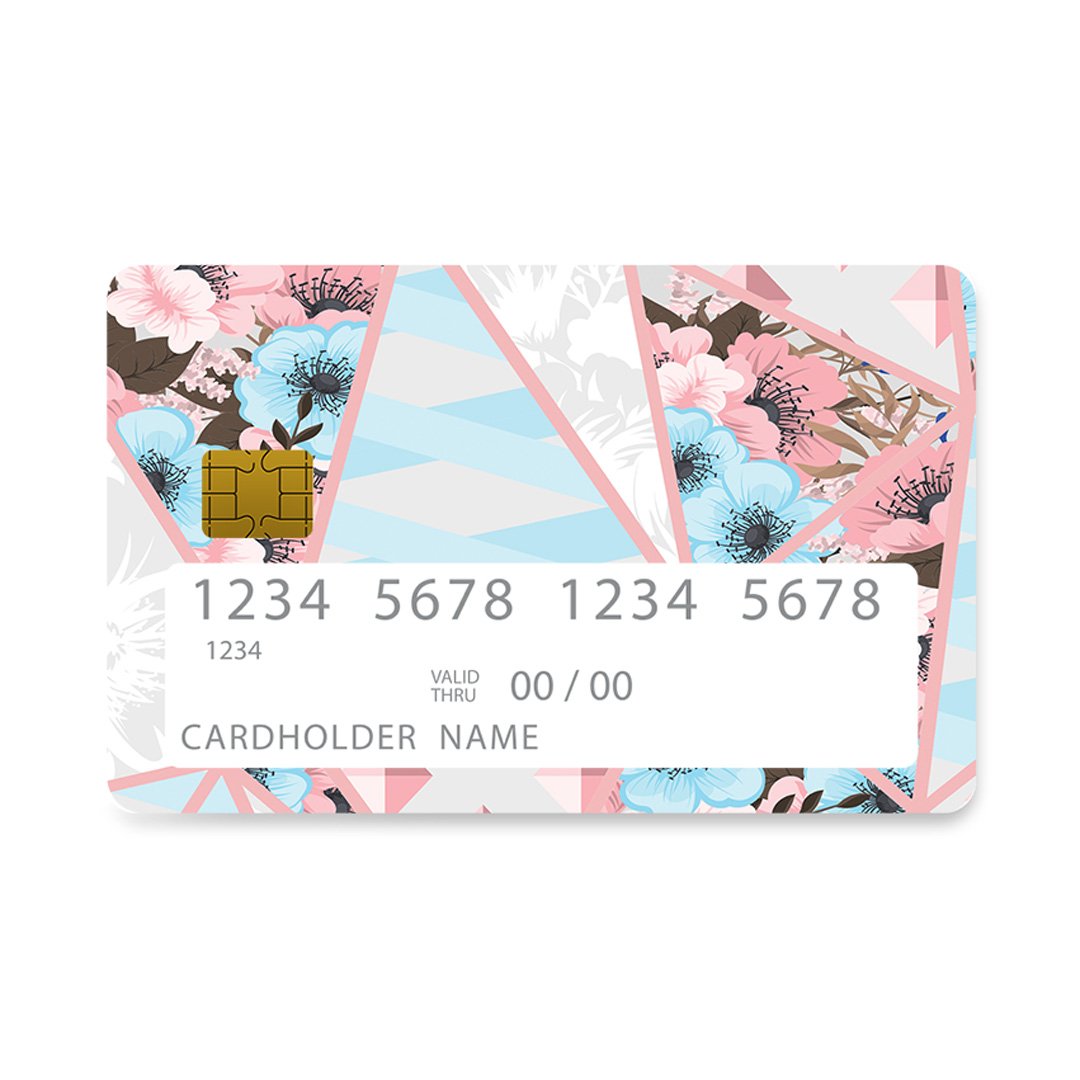 Επικάλυψη Τραπεζικής Κάρτας σε σχέδιο Patchwork Floral σε λευκό φόντο