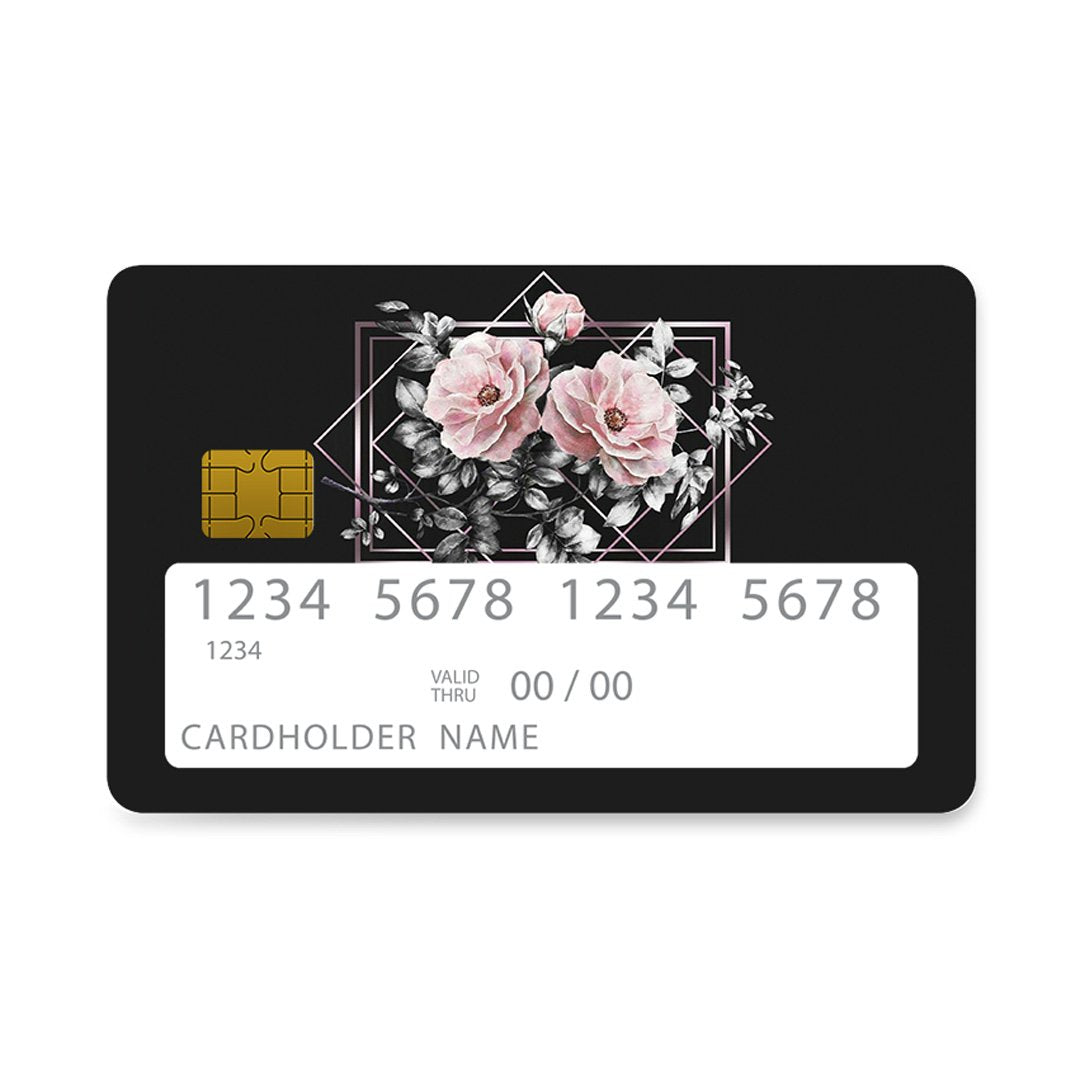Επικάλυψη Τραπεζικής Κάρτας σε σχέδιο Frame Flower σε λευκό φόντο