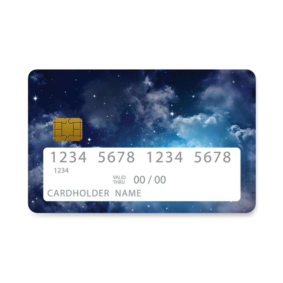 Επικάλυψη Τραπεζικής Κάρτας σε σχέδιο Galaxy Blue Sky σε λευκό φόντο