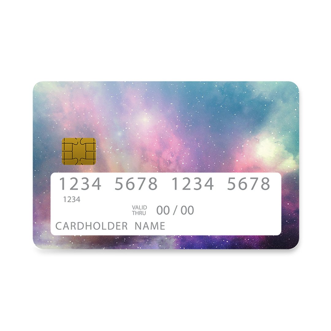 Επικάλυψη Τραπεζικής Κάρτας σε σχέδιο Galaxy Rainbow σε λευκό φόντο