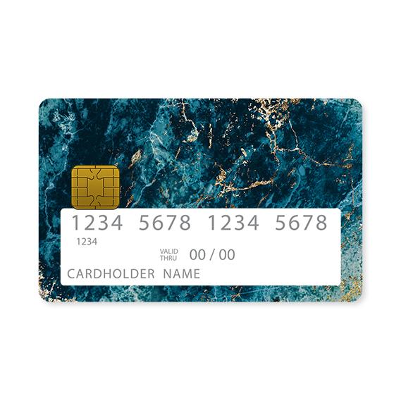Επικάλυψη Τραπεζικής Κάρτας σε σχέδιο Marble Blue σε λευκό φόντο