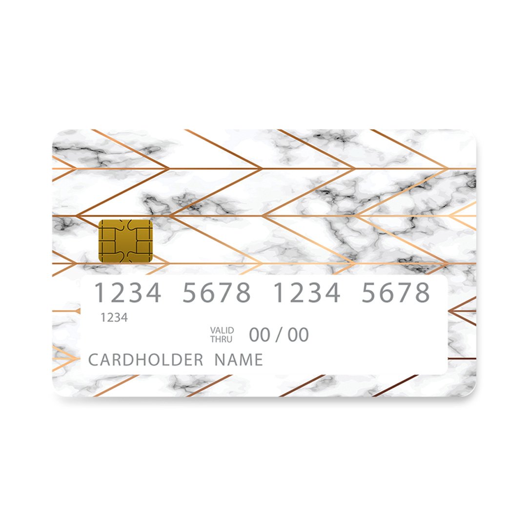 Επικάλυψη Τραπεζικής Κάρτας σε σχέδιο Gold Geometric Marble σε λευκό φόντο
