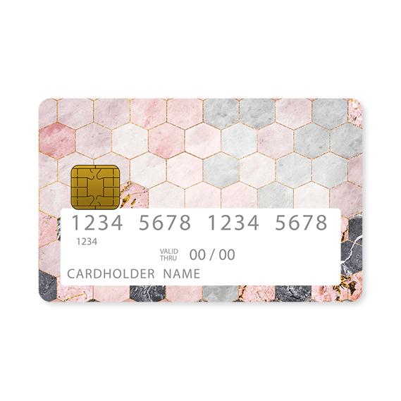 Επικάλυψη Τραπεζικής Κάρτας σε σχέδιο Marble Hexagon Pink σε λευκό φόντο