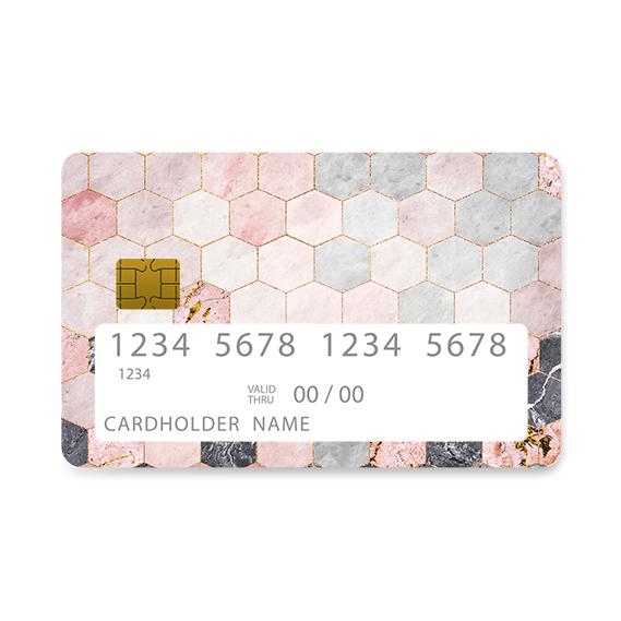 Bank Card Skin with  Marble Hexagon Pink design