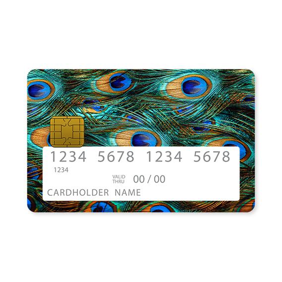 Επικάλυψη Τραπεζικής Κάρτας σε σχέδιο Peacock Feather σε λευκό φόντο
