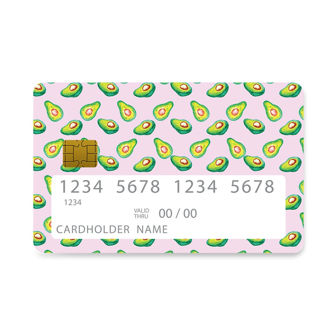 Επικάλυψη Τραπεζικής Κάρτας σε σχέδιο Avocado Random σε λευκό φόντο