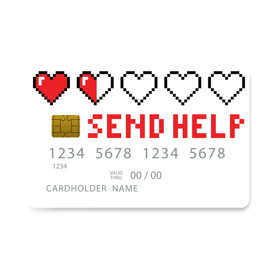 Επικάλυψη Τραπεζικής Κάρτας σε σχέδιο Send Help σε λευκό φόντο