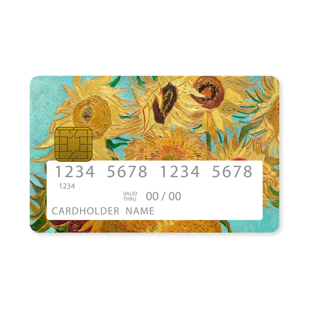 Επικάλυψη Τραπεζικής Κάρτας σε σχέδιο Sunflowers σε λευκό φόντο