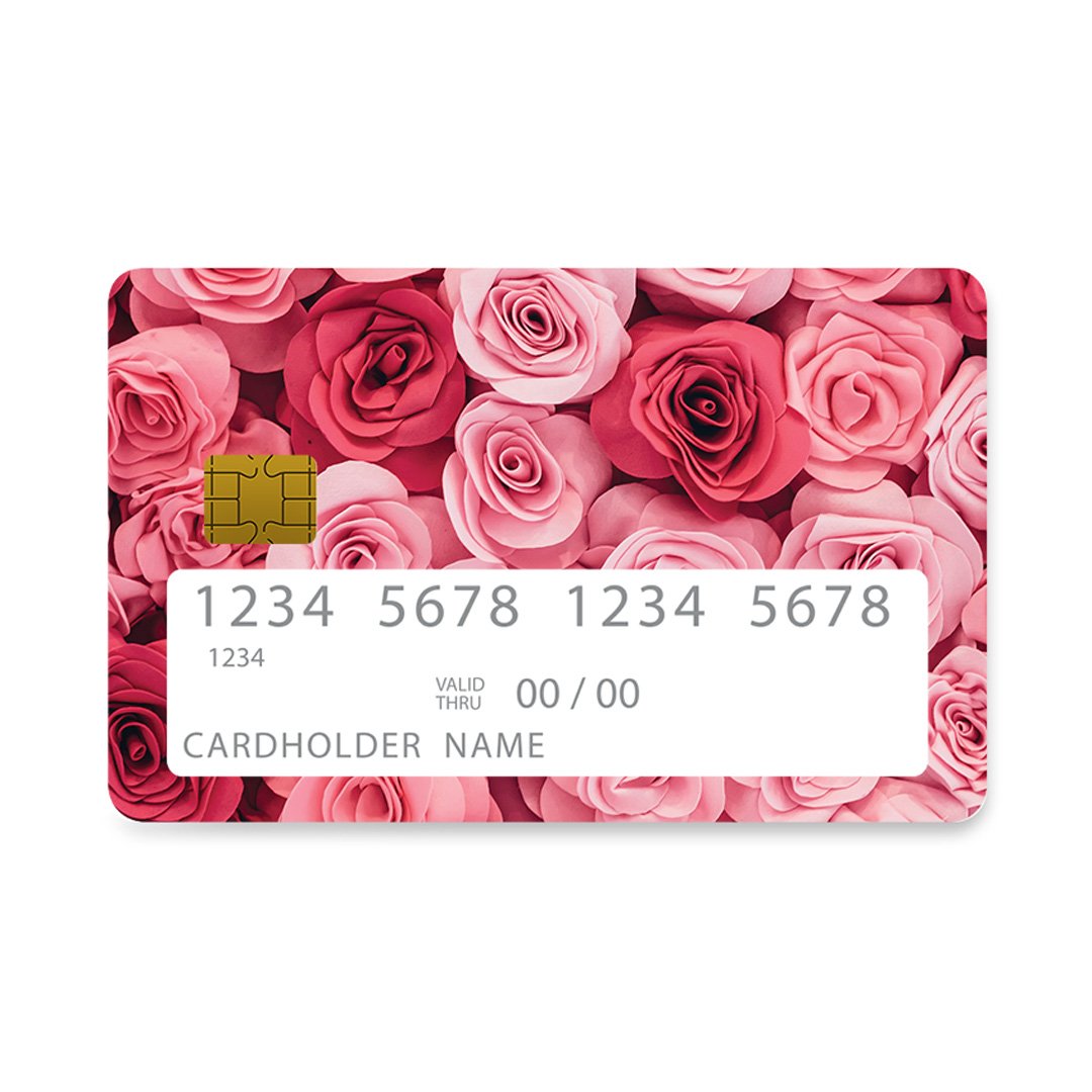 Επικάλυψη Τραπεζικής Κάρτας σε σχέδιο Valentine RoseGarden σε λευκό φόντο