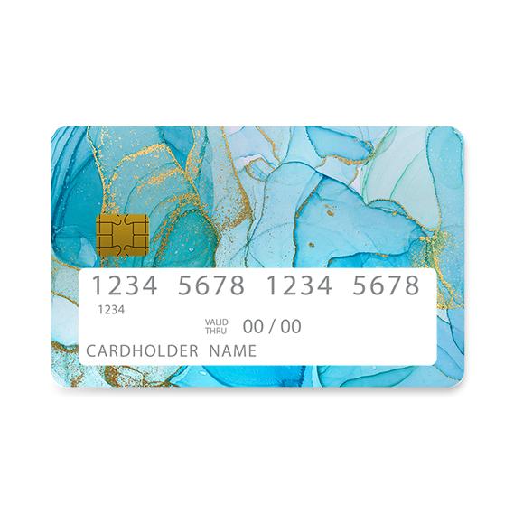 Bank Card Skin with  Watercolor Turquoise Gold design