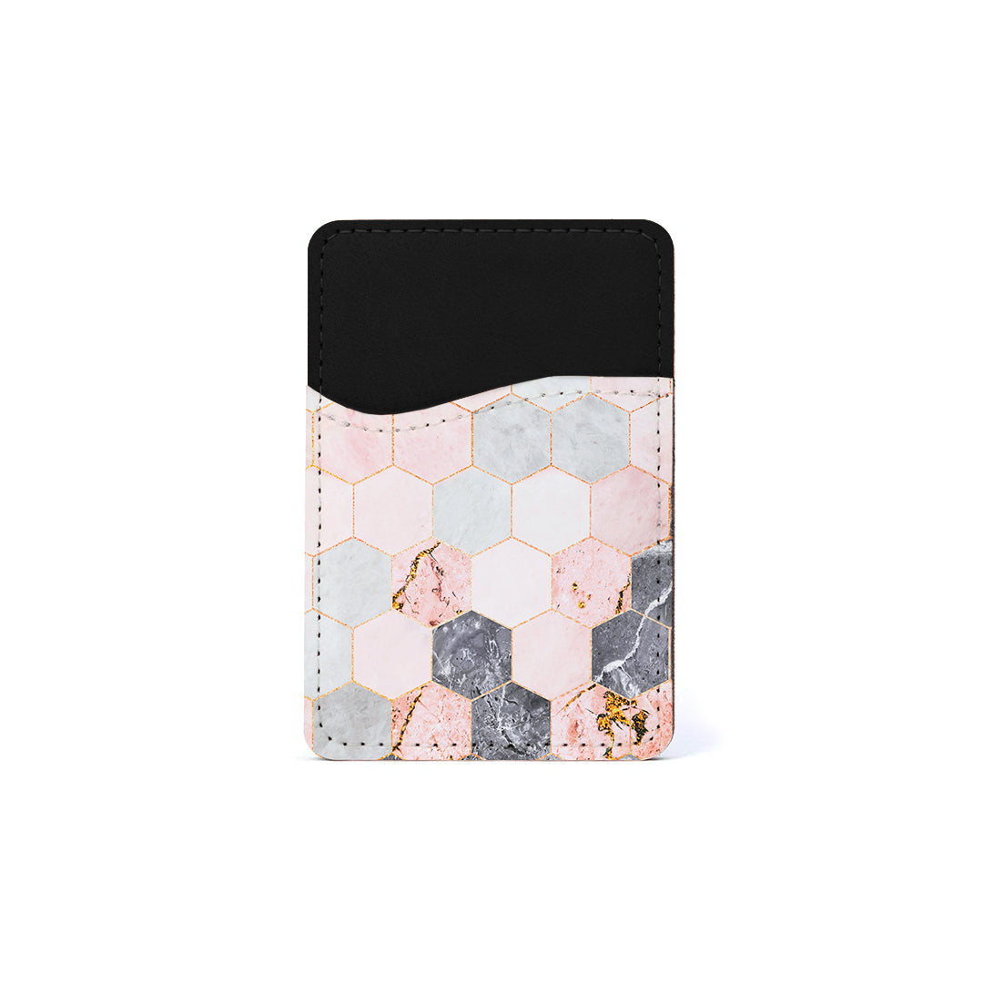 Αυτοκόλλητη Θήκη Καρτών με χρώμα Marble Hexagon Pink – Smartfits