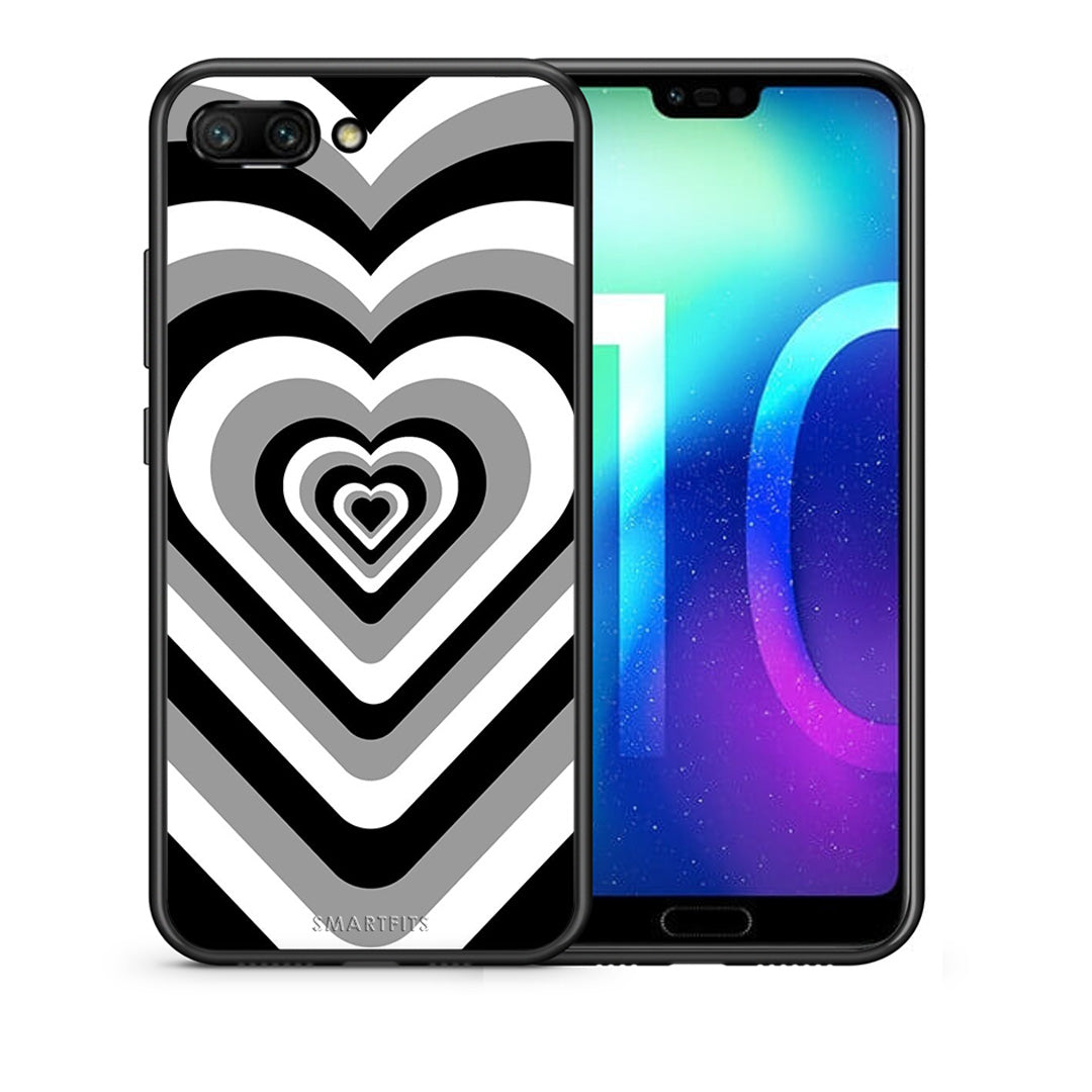 Θήκη Honor 10 Black Hearts από τη Smartfits με σχέδιο στο πίσω μέρος και μαύρο περίβλημα | Honor 10 Black Hearts case with colorful back and black bezels