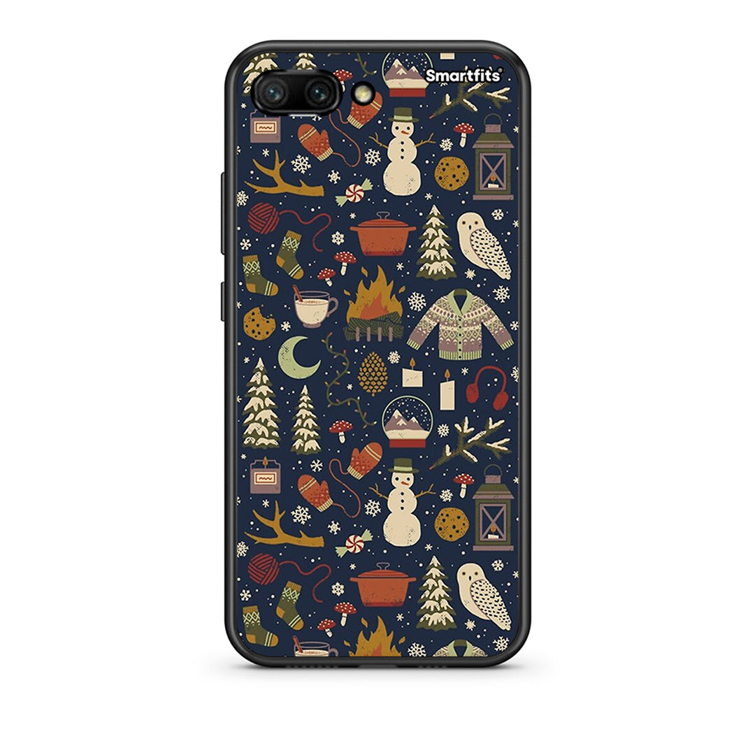 Huawei Honor 10 Christmas Elements θήκη από τη Smartfits με σχέδιο στο πίσω μέρος και μαύρο περίβλημα | Smartphone case with colorful back and black bezels by Smartfits