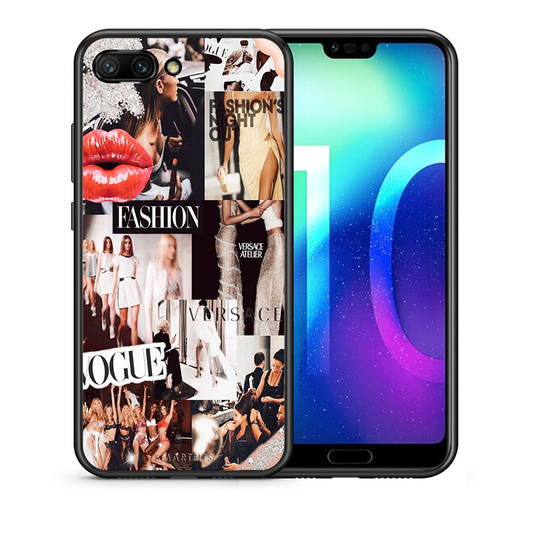 Θήκη Αγίου Βαλεντίνου Honor 10 Collage Fashion από τη Smartfits με σχέδιο στο πίσω μέρος και μαύρο περίβλημα | Honor 10 Collage Fashion case with colorful back and black bezels