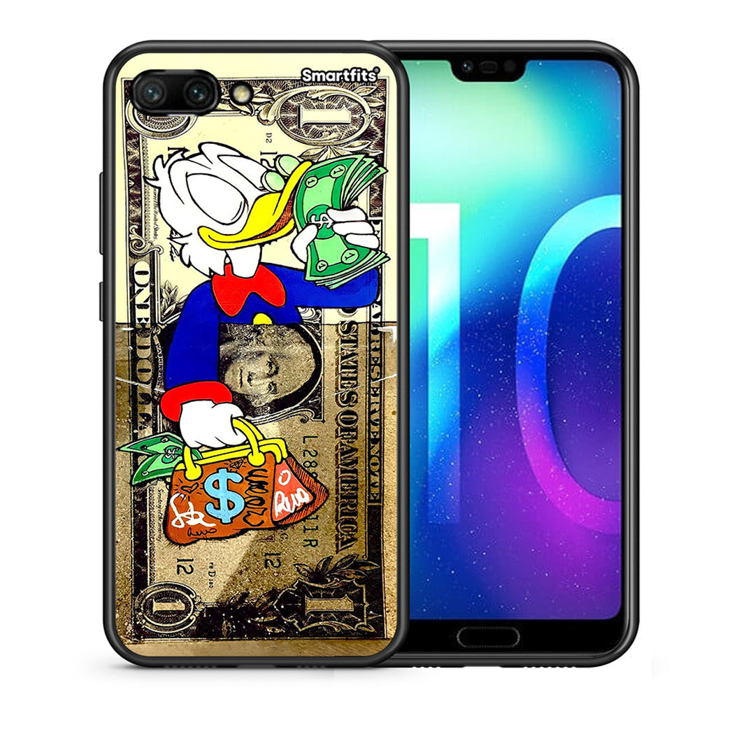 Θήκη Honor 10 Duck Money από τη Smartfits με σχέδιο στο πίσω μέρος και μαύρο περίβλημα | Honor 10 Duck Money case with colorful back and black bezels