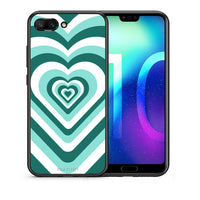 Thumbnail for Θήκη Honor 10 Green Hearts από τη Smartfits με σχέδιο στο πίσω μέρος και μαύρο περίβλημα | Honor 10 Green Hearts case with colorful back and black bezels