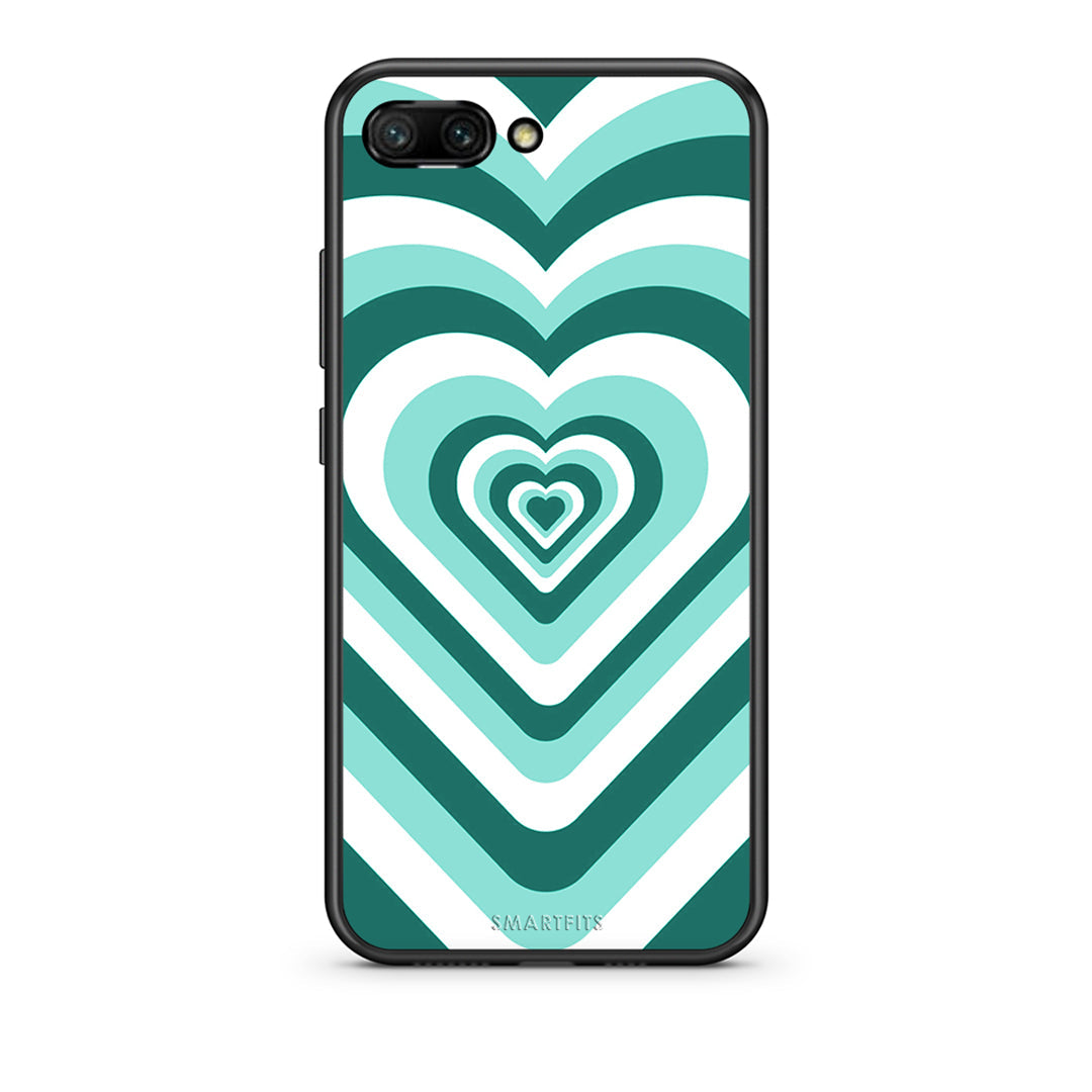 Honor 10 Green Hearts θήκη από τη Smartfits με σχέδιο στο πίσω μέρος και μαύρο περίβλημα | Smartphone case with colorful back and black bezels by Smartfits