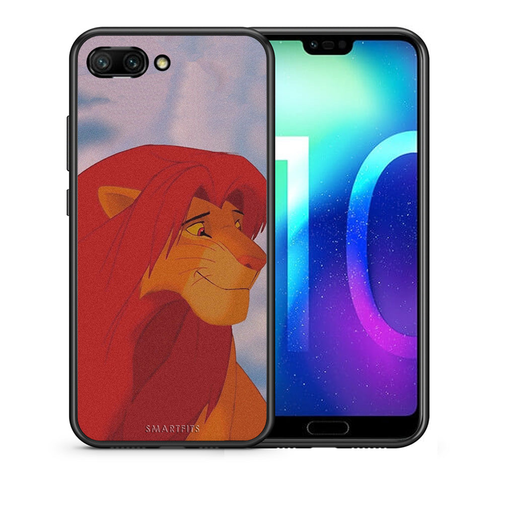 Θήκη Αγίου Βαλεντίνου Honor 10 Lion Love 1 από τη Smartfits με σχέδιο στο πίσω μέρος και μαύρο περίβλημα | Honor 10 Lion Love 1 case with colorful back and black bezels