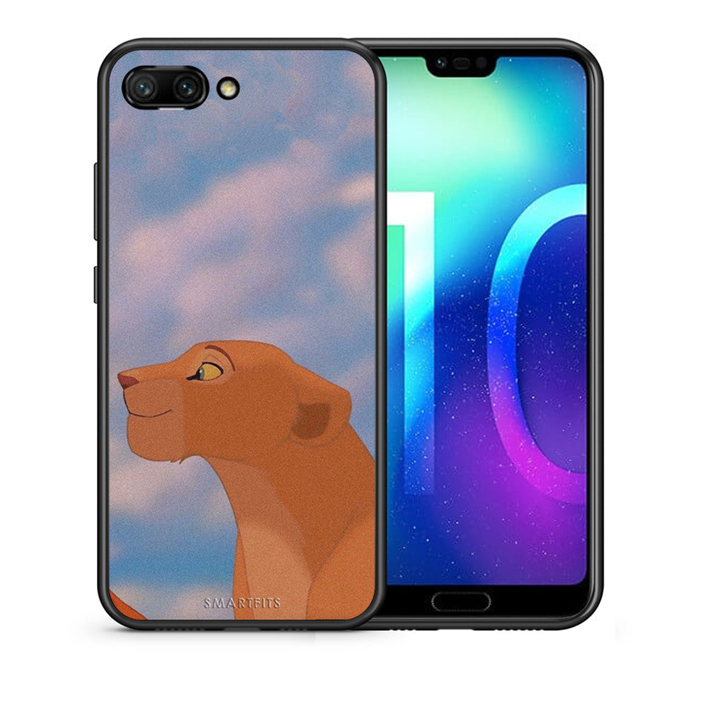 Θήκη Αγίου Βαλεντίνου Honor 10 Lion Love 2 από τη Smartfits με σχέδιο στο πίσω μέρος και μαύρο περίβλημα | Honor 10 Lion Love 2 case with colorful back and black bezels