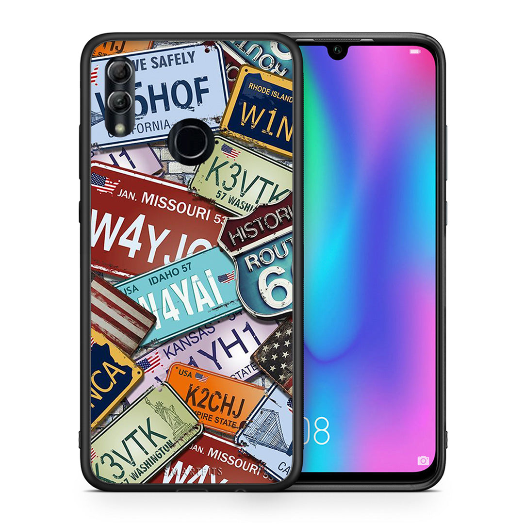 Θήκη Honor 10 Lite Car Plates από τη Smartfits με σχέδιο στο πίσω μέρος και μαύρο περίβλημα | Honor 10 Lite Car Plates case with colorful back and black bezels