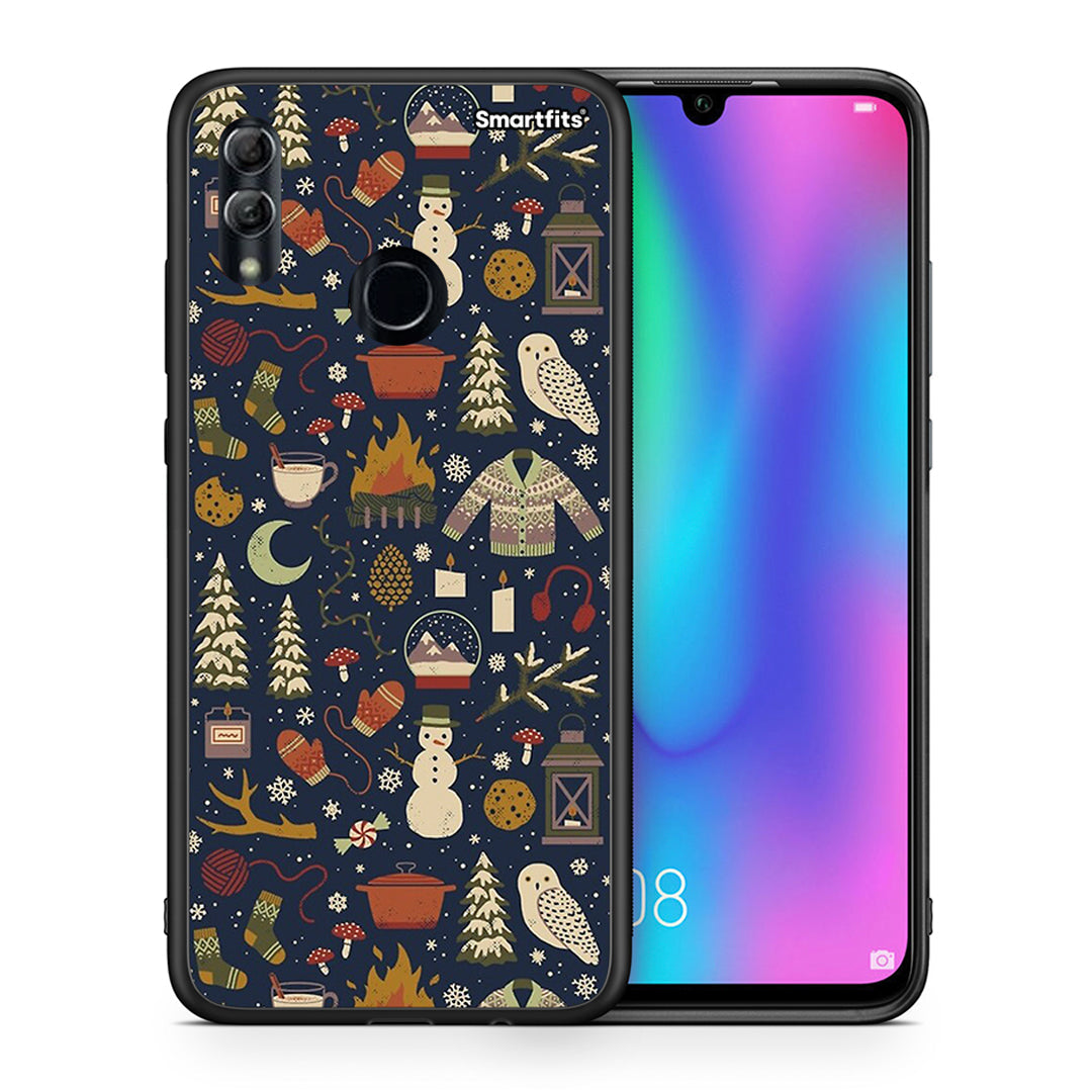 Θήκη Honor 8x Christmas Elements από τη Smartfits με σχέδιο στο πίσω μέρος και μαύρο περίβλημα | Honor 8x Christmas Elements case with colorful back and black bezels