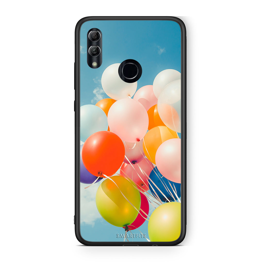 Honor 8x Colorful Balloons θήκη από τη Smartfits με σχέδιο στο πίσω μέρος και μαύρο περίβλημα | Smartphone case with colorful back and black bezels by Smartfits