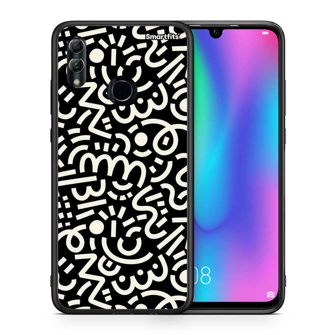 Θήκη Honor 10 Lite Doodle Art από τη Smartfits με σχέδιο στο πίσω μέρος και μαύρο περίβλημα | Honor 10 Lite Doodle Art case with colorful back and black bezels