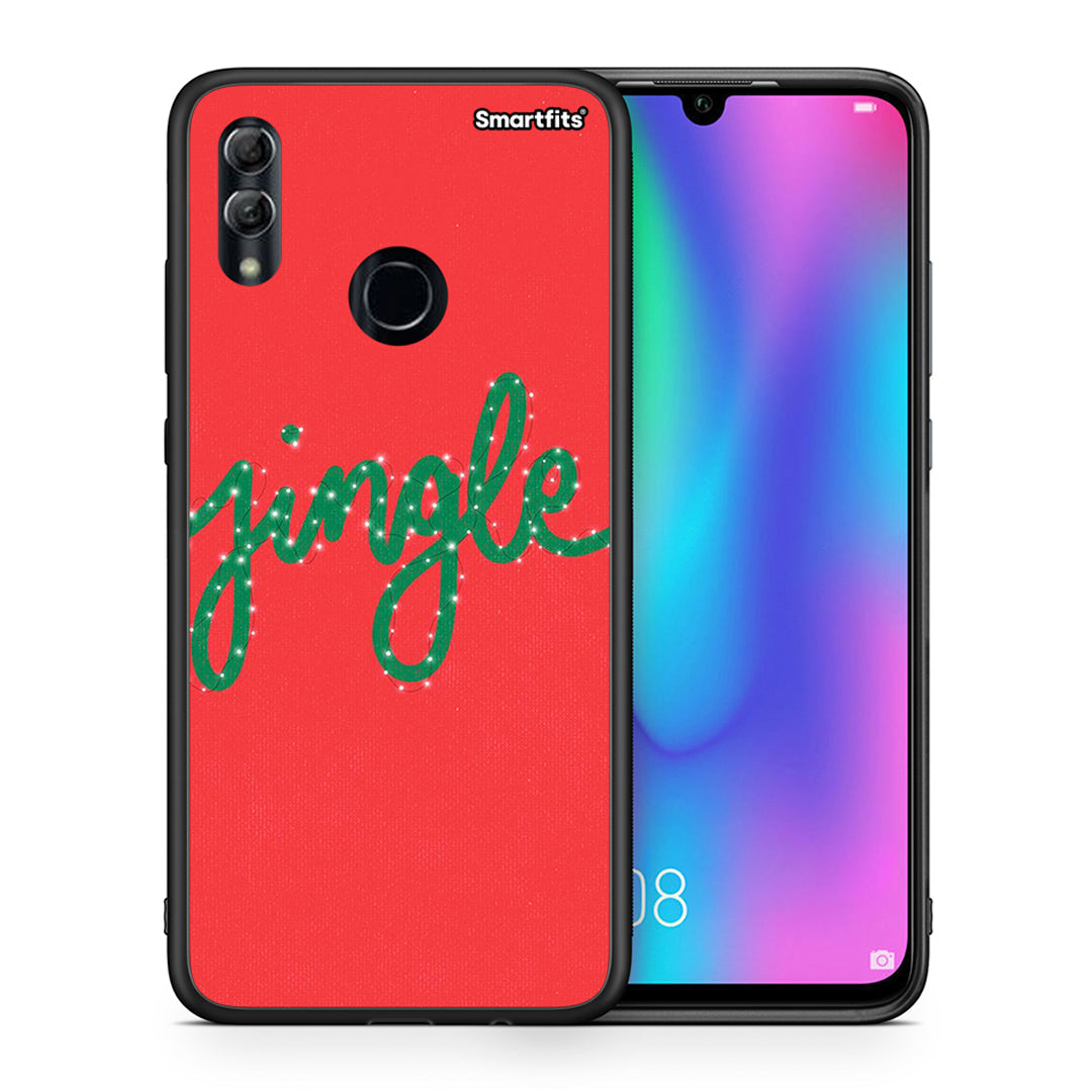 Θήκη Honor 8x Jingle Xmas από τη Smartfits με σχέδιο στο πίσω μέρος και μαύρο περίβλημα | Honor 8x Jingle Xmas case with colorful back and black bezels