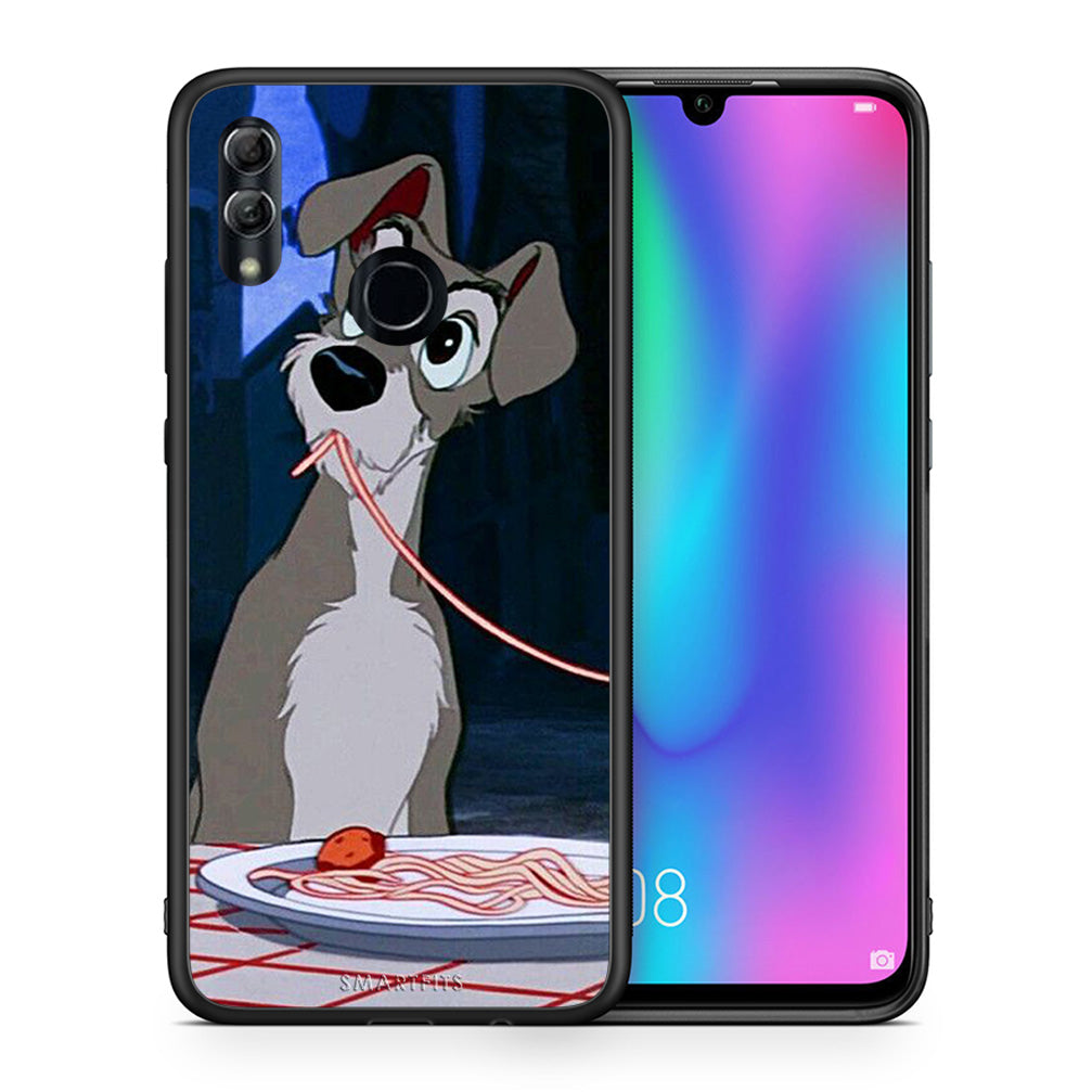 Θήκη Αγίου Βαλεντίνου Honor 8x Lady And Tramp 1 από τη Smartfits με σχέδιο στο πίσω μέρος και μαύρο περίβλημα | Honor 8x Lady And Tramp 1 case with colorful back and black bezels