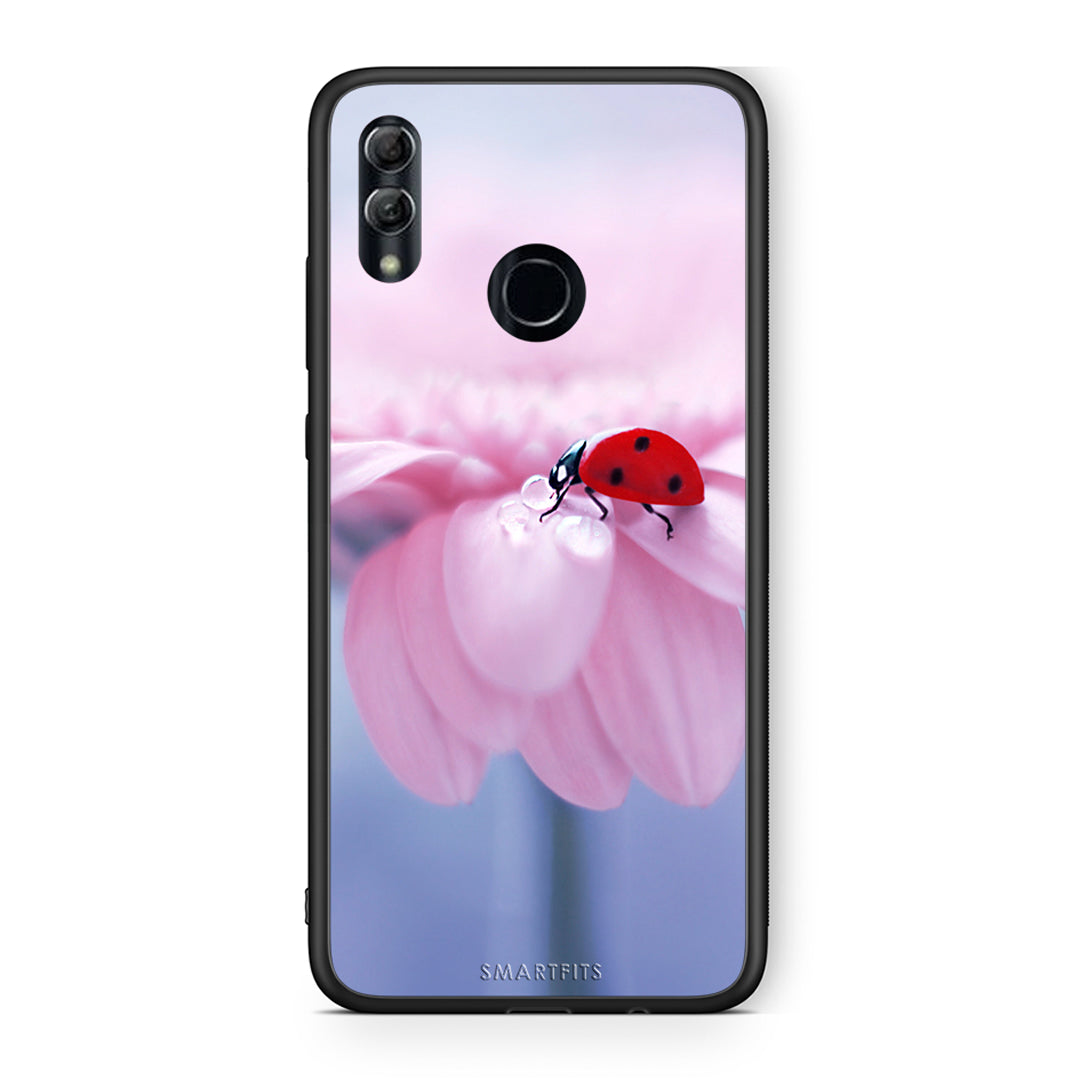 Honor 8x Ladybug Flower θήκη από τη Smartfits με σχέδιο στο πίσω μέρος και μαύρο περίβλημα | Smartphone case with colorful back and black bezels by Smartfits