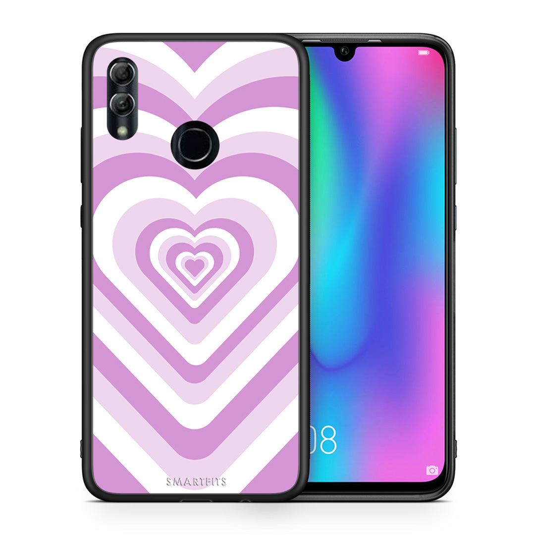 Θήκη Honor 10 Lite Lilac Hearts από τη Smartfits με σχέδιο στο πίσω μέρος και μαύρο περίβλημα | Honor 10 Lite Lilac Hearts case with colorful back and black bezels