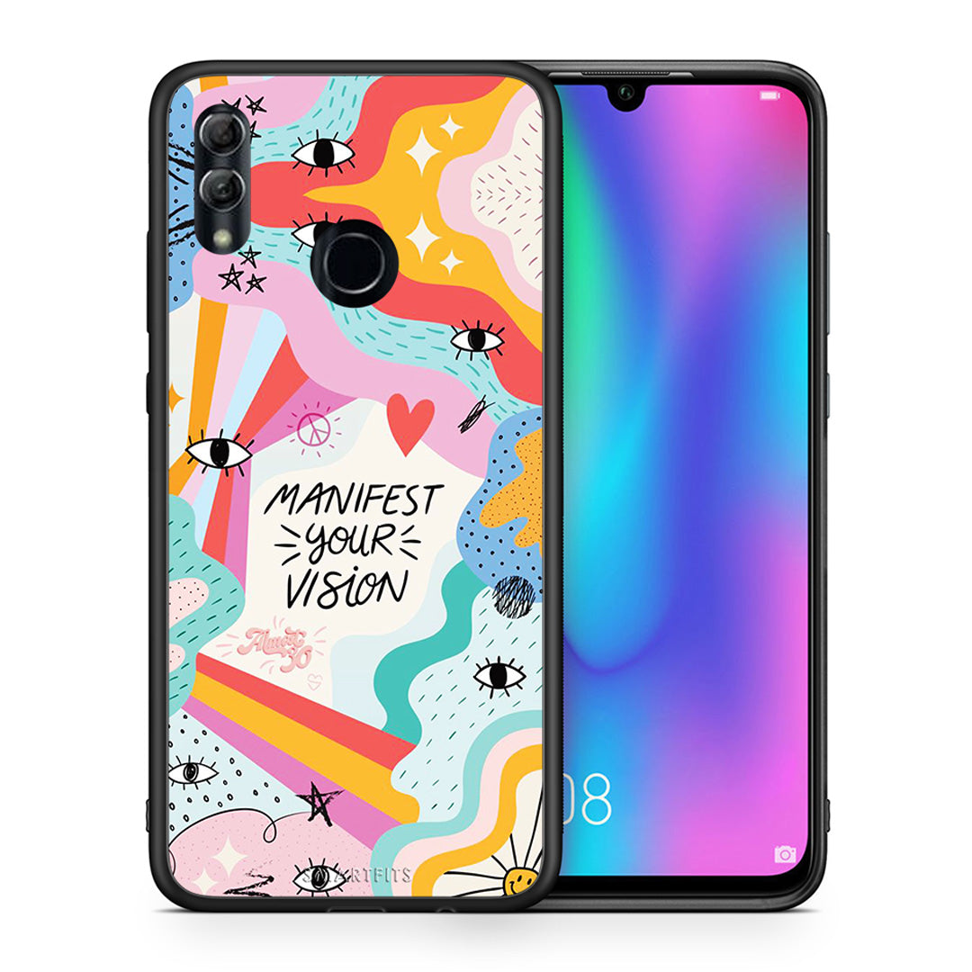 Θήκη Honor 10 Lite Manifest Your Vision από τη Smartfits με σχέδιο στο πίσω μέρος και μαύρο περίβλημα | Honor 10 Lite Manifest Your Vision case with colorful back and black bezels