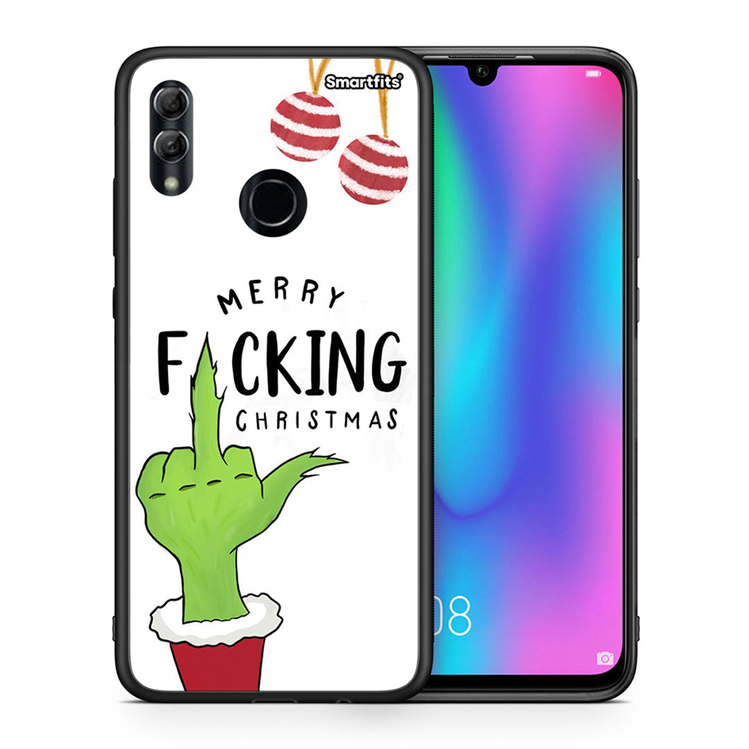 Θήκη Honor 8x Merry F Xmas από τη Smartfits με σχέδιο στο πίσω μέρος και μαύρο περίβλημα | Honor 8x Merry F Xmas case with colorful back and black bezels