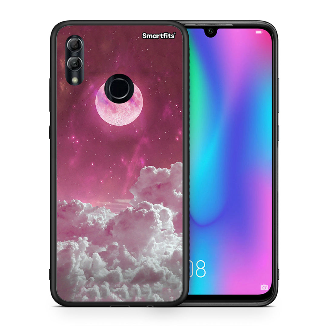 Θήκη Honor 10 Lite Pink Moon από τη Smartfits με σχέδιο στο πίσω μέρος και μαύρο περίβλημα | Honor 10 Lite Pink Moon case with colorful back and black bezels