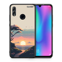 Thumbnail for Θήκη Honor 8x Pixel Sunset από τη Smartfits με σχέδιο στο πίσω μέρος και μαύρο περίβλημα | Honor 8x Pixel Sunset case with colorful back and black bezels