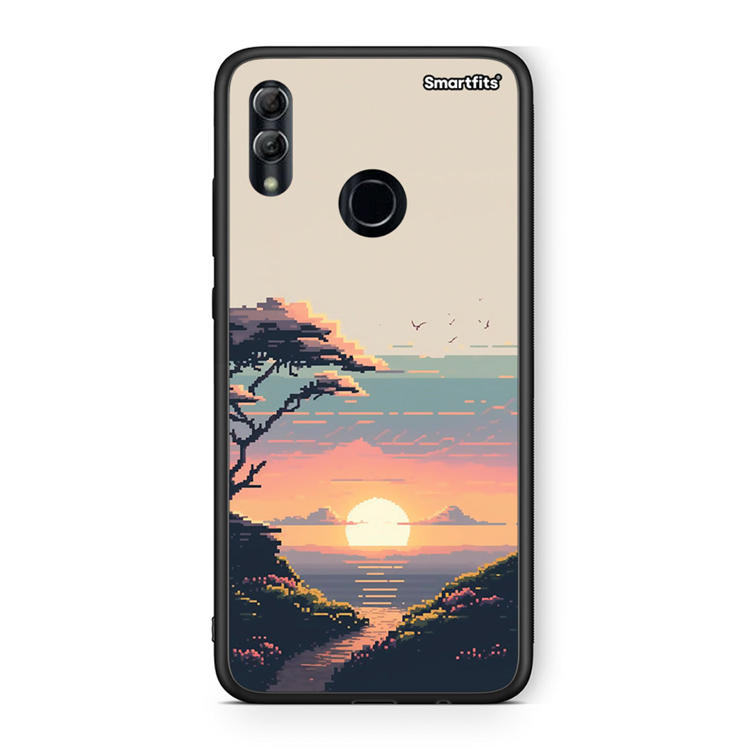 Honor 8x Pixel Sunset Θήκη από τη Smartfits με σχέδιο στο πίσω μέρος και μαύρο περίβλημα | Smartphone case with colorful back and black bezels by Smartfits