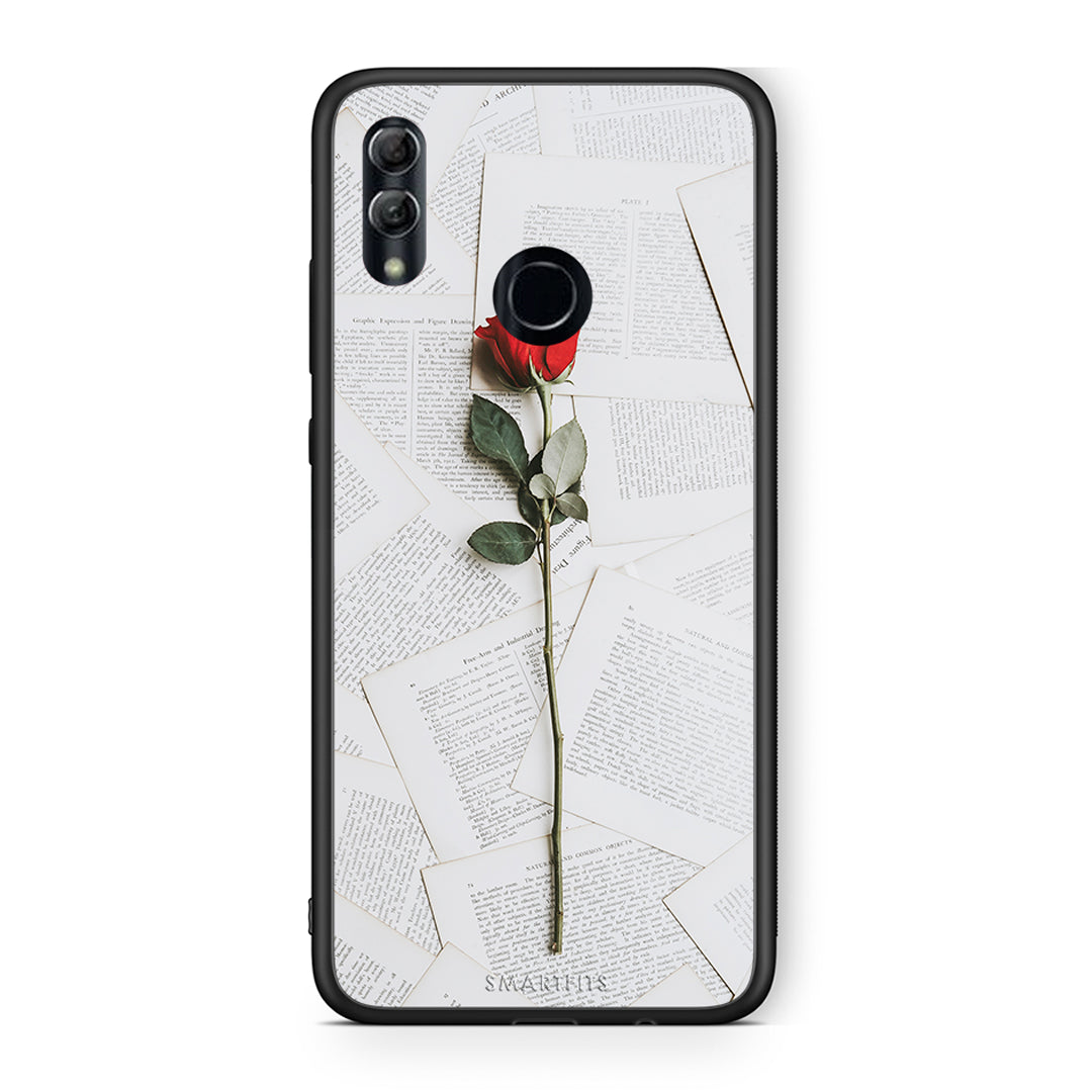 Honor 8x Red Rose θήκη από τη Smartfits με σχέδιο στο πίσω μέρος και μαύρο περίβλημα | Smartphone case with colorful back and black bezels by Smartfits